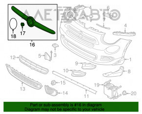 Moldura bara fata Fiat 500X 16-18 pre-restilizare crom, cu emblemă