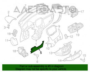 Накладка колени водителя Fiat 500X 16- черн, царапины