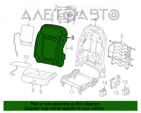 Scaun pasager Jeep Renegade 15- fără airbag, manual, material textil, negru, pentru curățare chimică