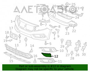 Capacul de protecție a bara față pentru Honda Civic X FC 19-21 pentru radar.