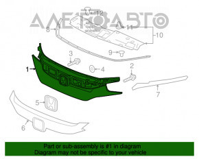 Grila radiatorului Honda Civic X FC 16-18, nou, original OEM