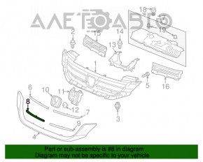 Grila radiatorului dreapta jos Honda Accord 13-15 crom