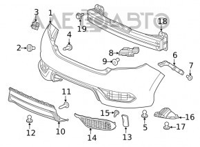 Amplificatorul de bara spate pentru Honda Civic X FC 16-21 4d ruginit.