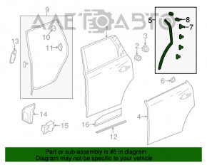 Garnitura ușii din spate dreapta de la Acura MDX 14-20.