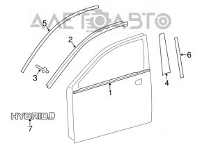 Moldură ușă-sticlă față centrală stânga Toyota Avalon 13-18 nouă originală OEM