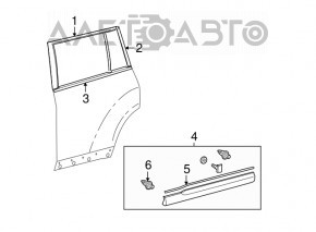 Молдинг дверь-стекло центральный задний левый Toyota Highlander 08-13