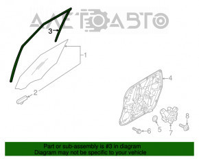 Garnitură de geam față dreapta Kia Soul 14-19