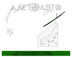 Garnitură ușă-sticlă spate centrală stânga Hyundai Santa FE Sport 13-18 nou OEM original