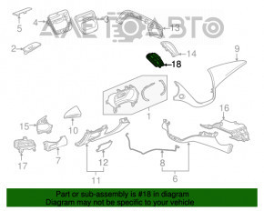 Conducta de aer frontal central stânga Chevrolet Malibu 16- negru