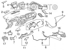 Conducta de aer frontal central stânga Chevrolet Malibu 16- negru