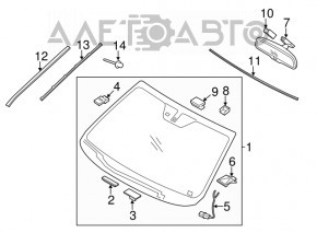 Mulaj parbriz stânga Kia Sorento 16-20 nou original OEM