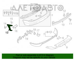 Suportul pentru bara spate stânga Audi Q3 8U 16-18, nou, original OEM.