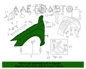 Aripa față stânga Audi Q3 8U 15-18 alb LS9R, lovită, rugina