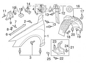 Aripa față stânga Audi Q3 8U 15-18 alb LS9R, lovită, rugina