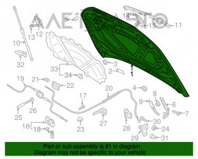 Капот голый Audi Q3 8U 15-18 белый LS9R, алюминий