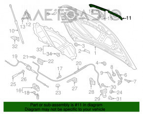 Уплотнитель капота Audi Q3 8U 15-18 передний, слом креп