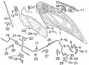 Garnitura capotei Audi Q3 8U 15-18 față nouă originală OEM