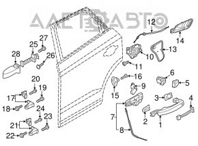 Механизм ручки двери задней правой Audi Q3 8U 15-18 с тросиком