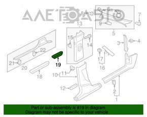 Capac prag exterior spate stânga Audi Q3 8U 15-18, neagră, ghidajul este rupt, zgârieturi, tăiată