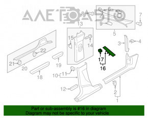 Capacul stâlpului central, curea superioară stânga Audi Q3 8U 15-18, negru