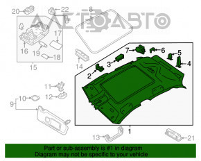 Acoperirea plafonului pentru Audi Q3 8U 15-18 cu panoramă, gri