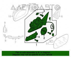 Зеркало боковое правое Audi Q3 8U 15-18 6 пинов, поворотник, подогрев, белое