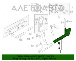 Capacul stâlpului frontal stânga de jos Audi Q3 8U 15-18 negru, zgârieturi