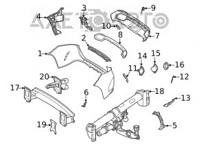 Colțul amplificatorului de bara spate stânga Mercedes W167 GLE 350 450 20-23 pentru carlig de remorcare