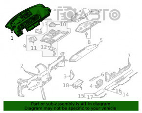 Torpedo panoul frontal cu AIRBAG Mercedes W167 GLE 350 450 20-23 piele neagră sub proiecție