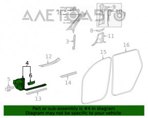 Capacul pragului interior din față dreapta pentru Mercedes W167 GLE 350 450 20-23, negru, zgâriat, suportul este rupt