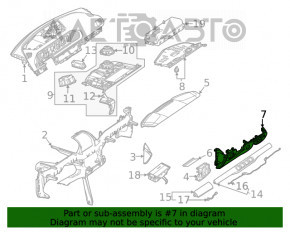 Накладка колени водителя Mercedes W167 GLE 350 450 20-23 бежевая, царапина, трещина в креплении, под чистку