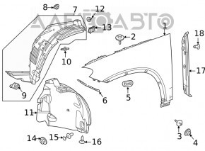 Подкрылок передний правый Mercedes W167 GLE 350 450 20-23 передняя часть OEM