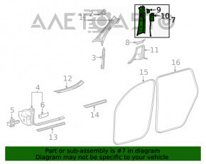 Capacul stâlpului central, curea superioară dreapta Mercedes W167 GLE 350 450 20-23 bej