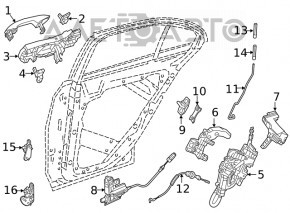 Buclele ușii din spate dreapta superioară Mercedes W167 GLE 350 450 20-23