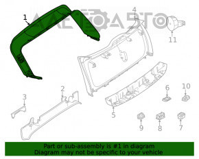 Capacul portbagajului superior al usii Mercedes W167 GLE 350 450 20-23 negru, fixările sunt rupte, zgârieturi.