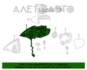 Зеркало боковое левое Mercedes W167 GLE 350 450 20-23 поворотник, подогрев, подсветка, BSM