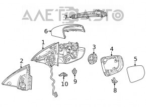 Зеркало боковое левое Mercedes W167 GLE 350 450 20-23 10+8+2+4 поворотник, подогрев, подсветка, BSM, камера, белое