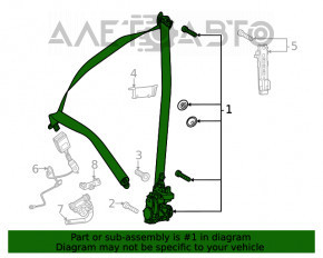 Centura de siguranță pentru șofer Mercedes W167 GLE 350 450 20-23 bej, uzată, necesită curățare.