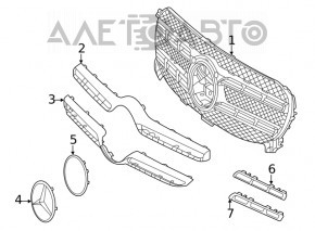 Grila radiatorului Mercedes W167 GLE 350 450 20-23 cu suport pentru radar și cameră