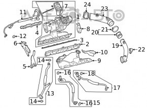 Турбина в сборе с коллектором Mercedes W167 GLE 450 20-23 3.0h 10к обгоревшая, на запчасти