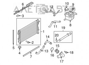 Furtunul de răcire inferior de la rezervorul de lichid de răcire pentru Ford Flex 09-19.