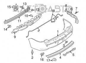 Absorbantul de bara spate Ford Flex 13-19 fara carlig de remorcare