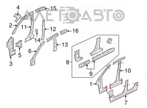 Bara caroserie centrală dreapta Mazda3 03-08 a fost tăiată