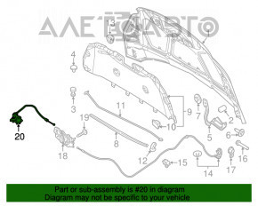 Ручка открытия замка капота без тросика Ford Focus mk3 11-18 подкапотная, слом креп