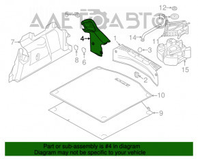 Накладка проема багажника Ford Focus mk3 11-18 4d прав, потерта