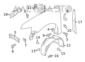 Garnitură aripă capotă - aripă dreapta Ford Flex 09-19