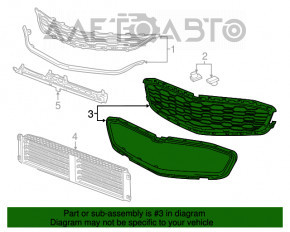 Grila bara fata Chevrolet Malibu 16-18 pre-restilizare. Sub numărul de catalog, produs nou, neoriginal