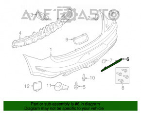 Reflectorul din bara spate dreapta pentru Ford Mustang mk6 15-17, de culoare inchisa, sub lampa, nou, neoriginal.