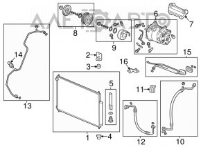 Radiatorul condensatorului de aer condiționat Honda CRV 12-16 nou, neoriginal.