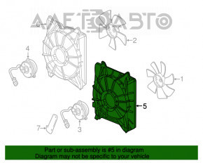 Difuzorul capacului radiatorului asamblat dreapta Honda Accord 13-17 3.5 nou neoriginal